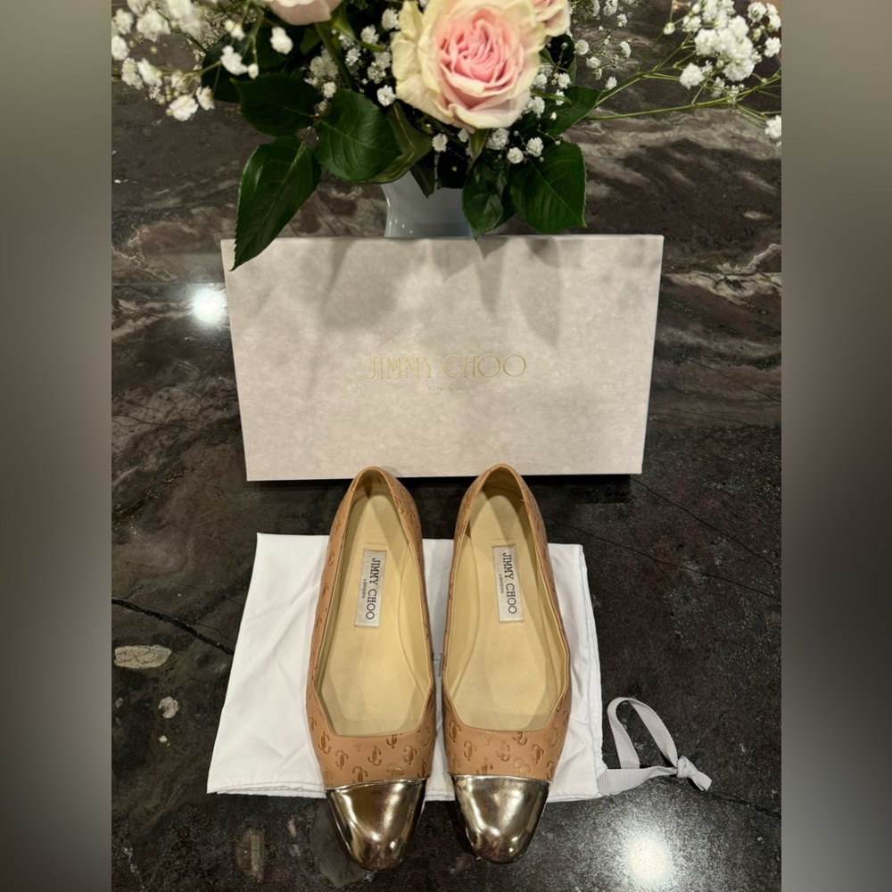 🥿JIMMY CHOO-Brown Leather Watson Ballet🥿